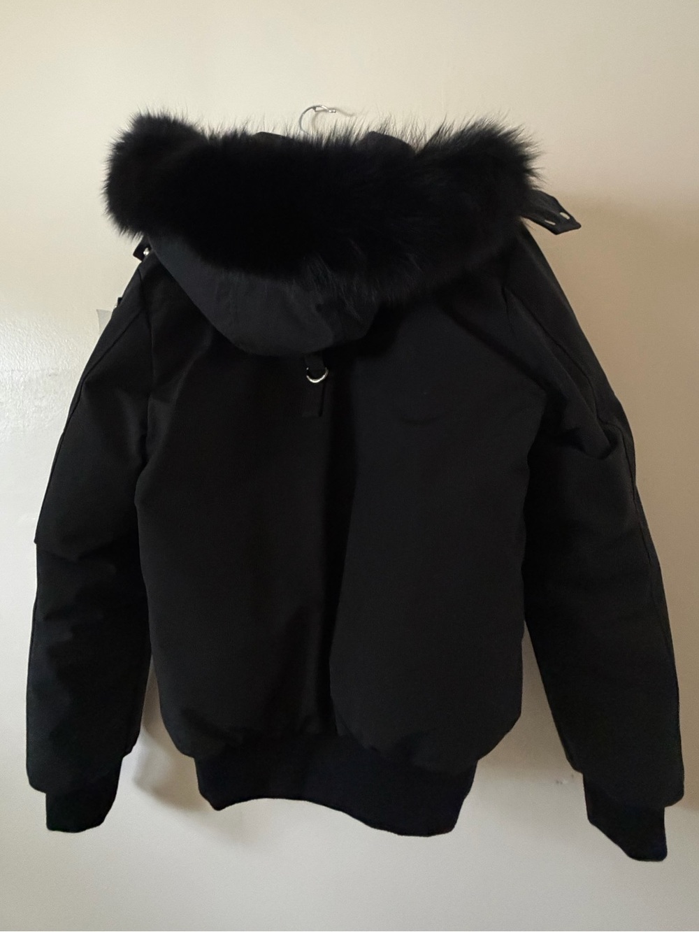Moose Knuckles Black Puffer Jacket with Black Faux Fur Trim